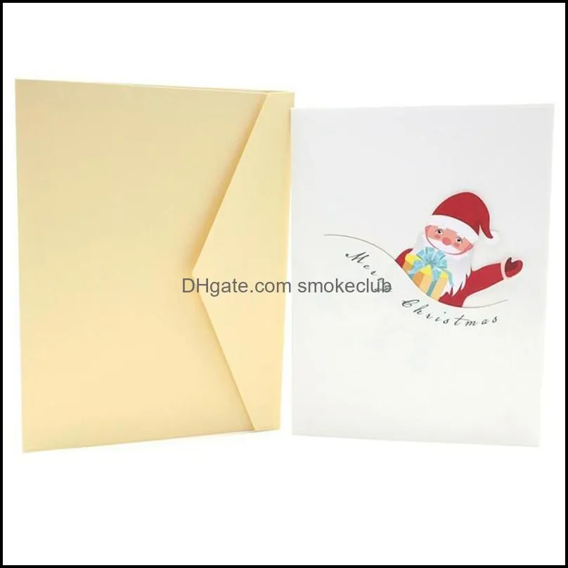 Greeting Cards 3D -Up Christmas Card Kids Xmas Gifts Postcard Santa Claus Climb Chimney Party Year Invitations