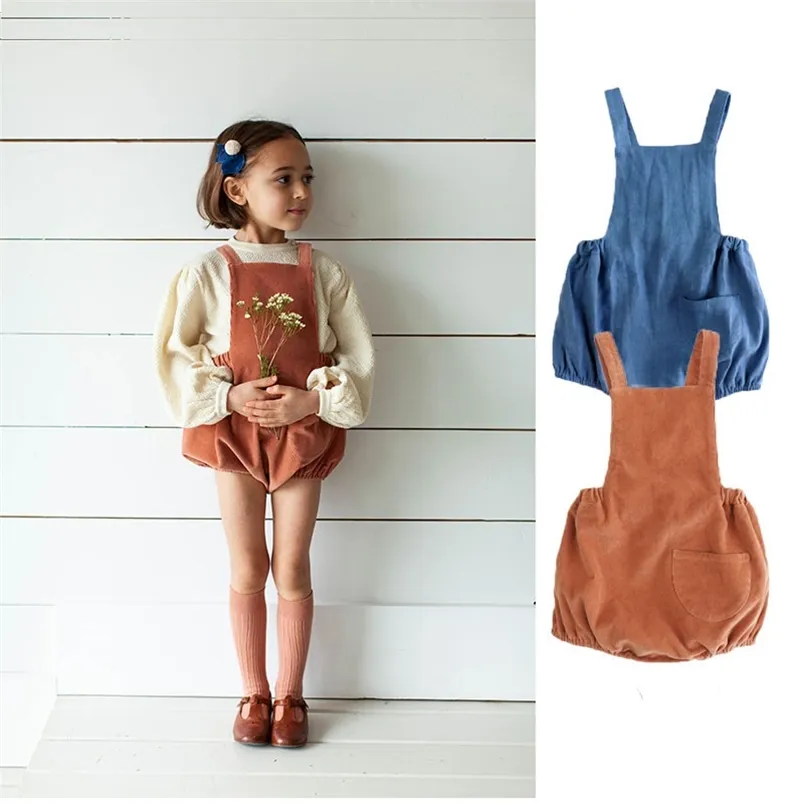 Soo ploom toddler flicka bloomers lilla pojkar vackra corduroy overalls hög kvalitet euripean stil baby sling övergripande bloomer 210619