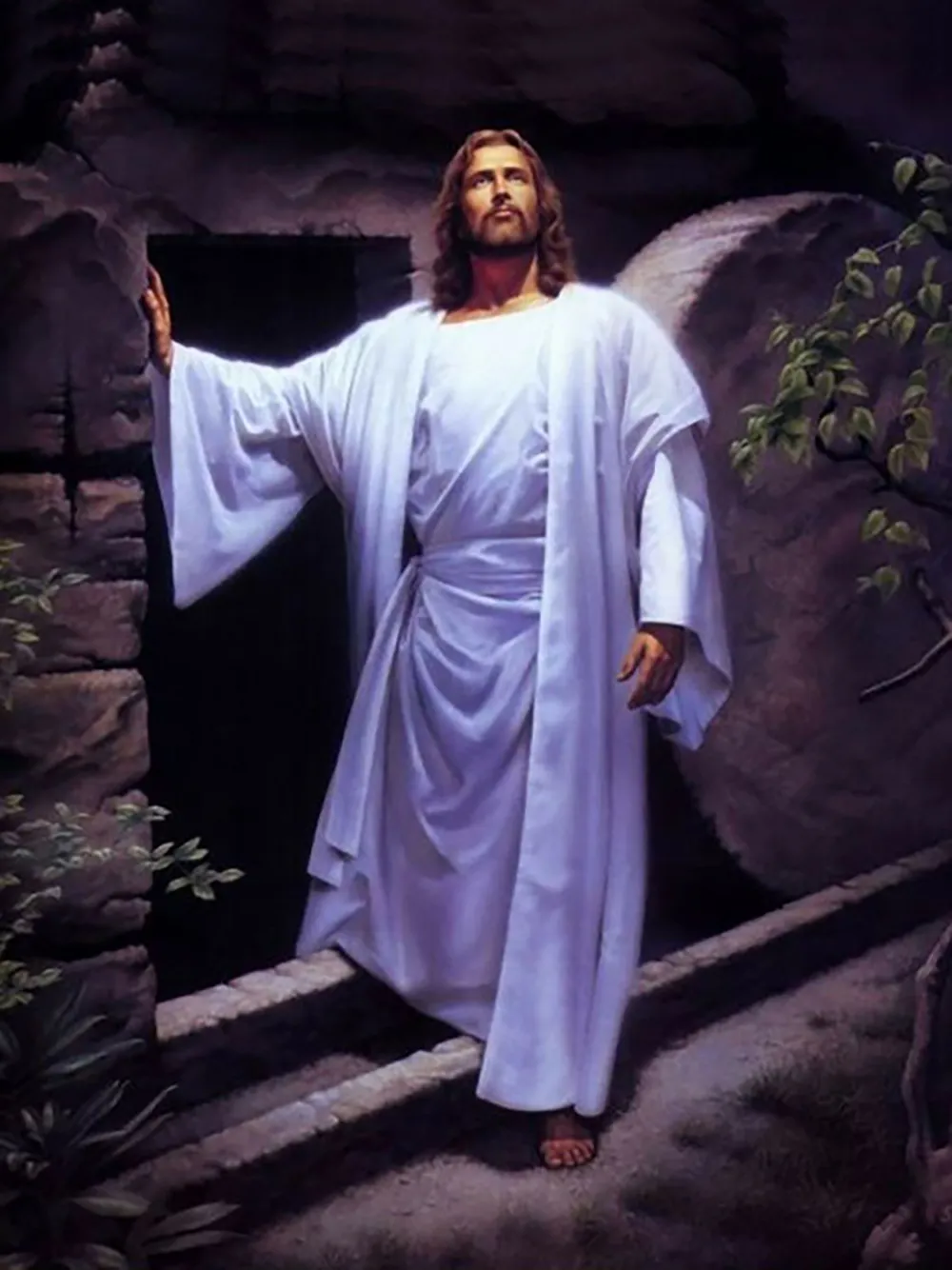 Jezus zmartwychwstanie Chrystus Night Olej obrazowy, Ręcznie robione  ścienne dekoracje dekoracje
