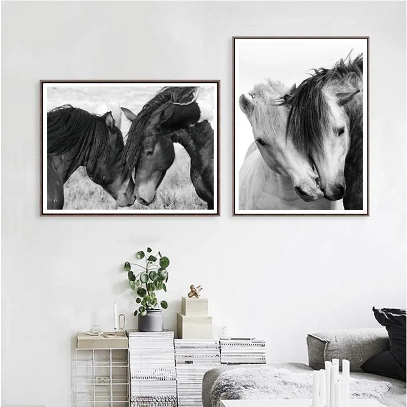 Paintings Black And White Wild Horse Art Pography Prints Canvas