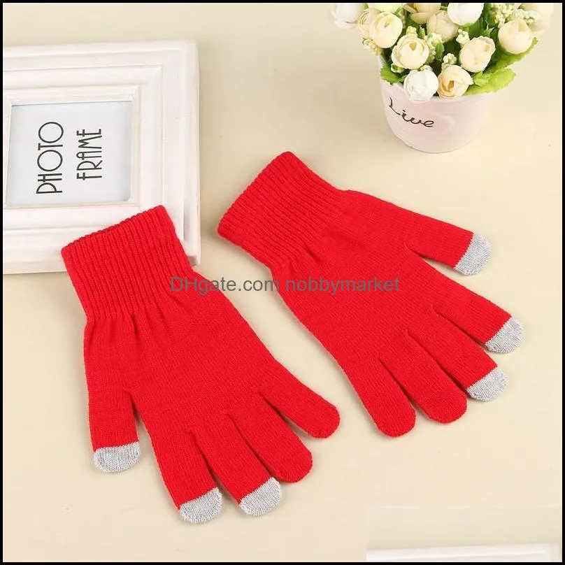 Magic Touch Screen Gloves Knitted Texting Stretch Adult One Size Winter Warm Full Finger Touchscreen Gloves Xmas Gifts OOE2