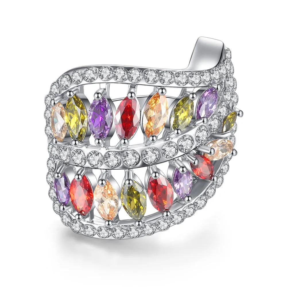 nieuwe gemengde kleur ring dubbel gevoerde strass kristallen zirkonen ringen EU maat 6 tot 9