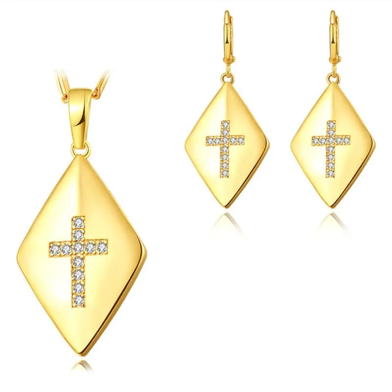 Ohrringe Halskette jüdische Schmucksets für Frauen Gold/Silber Farbe Hebräisch Bibel Kreuz des Judentums Anhänger und Set