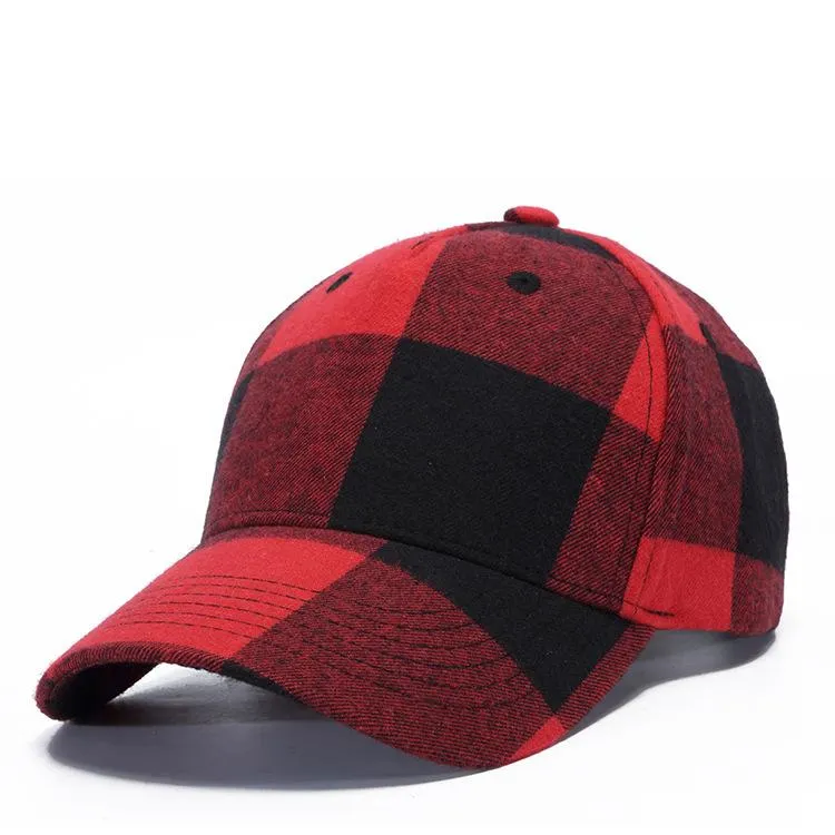 8 Styles Red  Check Hats Red Plaid Baseball Cap Plaid Beanie Casquette Ball Cap Checkered Party Hats Supplies w-00435