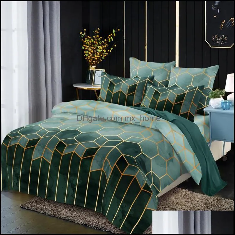 Gold Gradient Lines Bedding Set For Bedroom Comfortable Soft Duvet Cover With Pillowcase Not Sheet Double Bed Sets