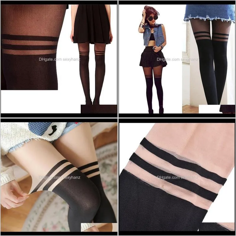 buy it! 2021 suspender tights thin pantyhose stockings sexy women gothic girl striped pattern socks & hosiery