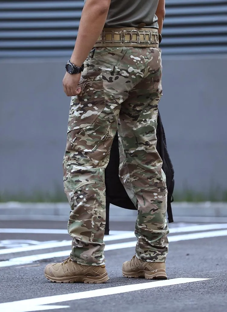 Mens Multicam Tactical Cargo Pants - Black Waterproof Casual