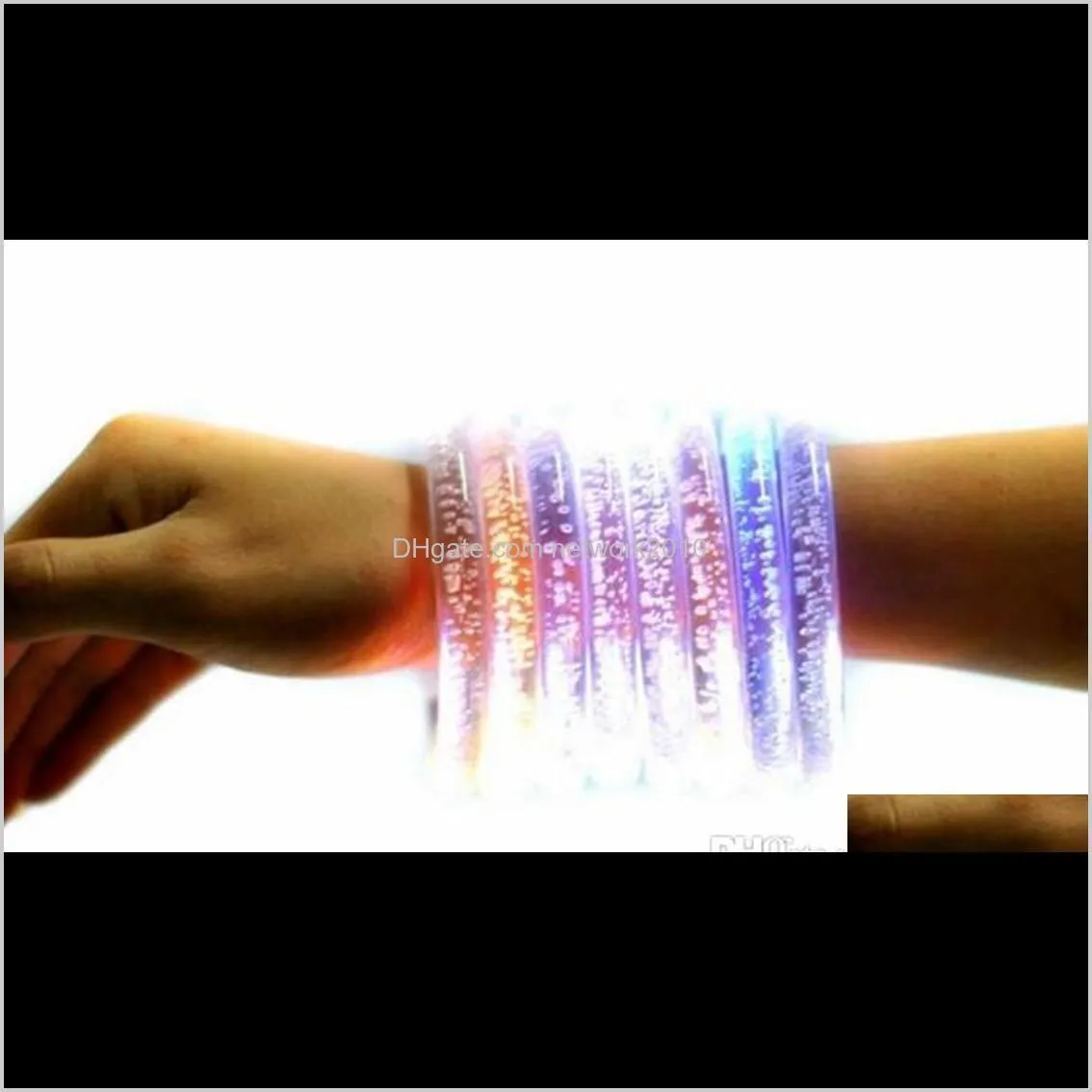 led glitter bracelet bandgle led crystal gradient color hand ring acrylic glow flash light sticks party dance xmas supplies toys