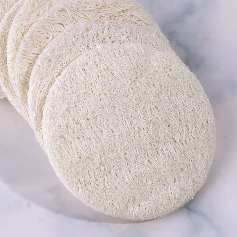 500 шт. Natural Loofah Направляющие на лице 8 * 8 СМ Лофа-Диск Макияж Удалить губки Отшелушивающие Лицо Loofahs Pad Luffa Loofa Щетки Многие другие размеры