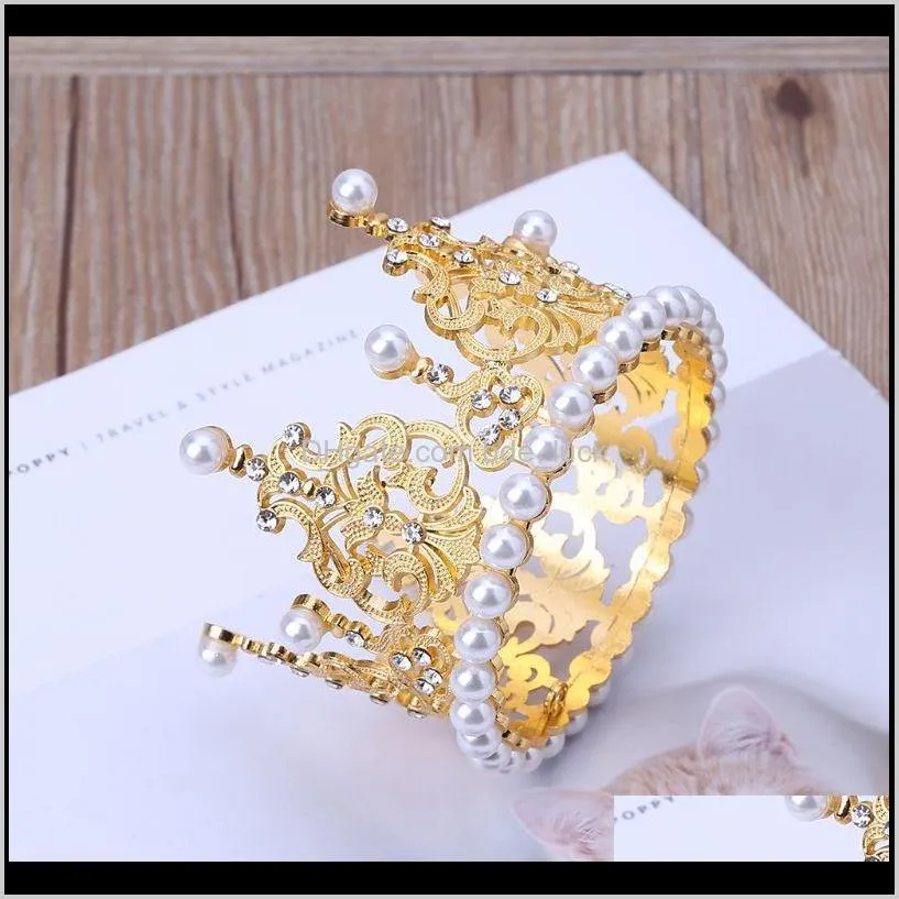 Baby Baby Crown Photography Props Luxury Fashion Pearl Rhinestone Glitter Gold Silver Photo Birthday Party Decoration Girls