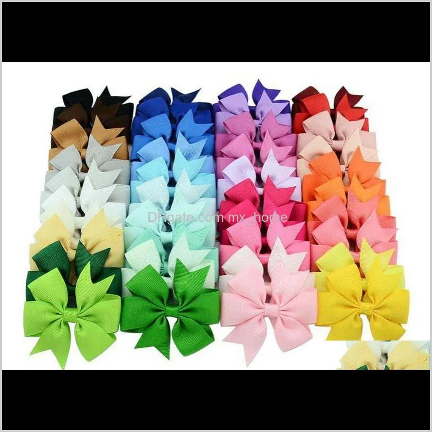 40 colors cute design grosgrain ribbon hair bows hair pin kids girls children baby barrettes birthday gift hair accessories 