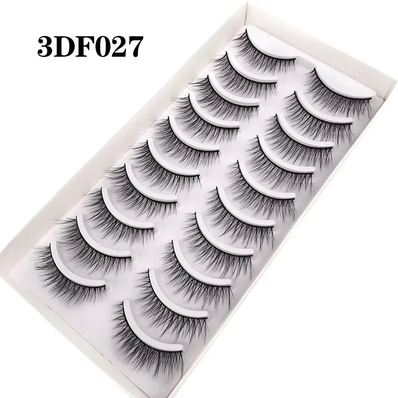 10 paren/set 3D faux nerts wimpers pluizige zacht pispy volume natuurlijke lange valse wimpers herbruikbare nep wimperuitbreiding make -upgereedschap