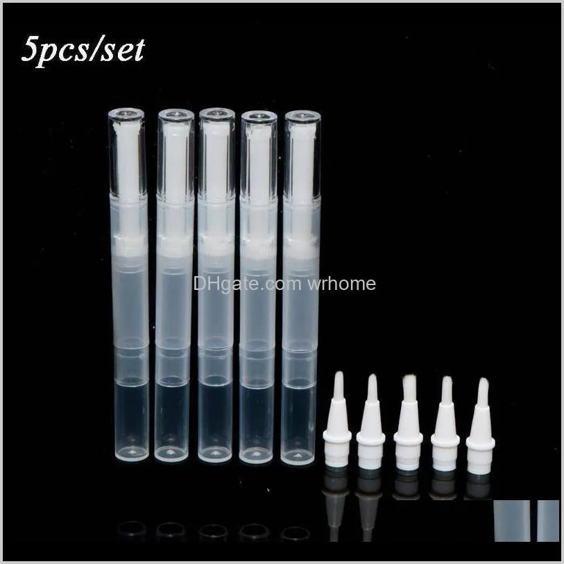 Hushållsorganisation Hem GARDEN5PCS L Tomma cuticle Oil Container Transparent Tube Kosmetiska Polska Plastpennor med borstförvaring Bott