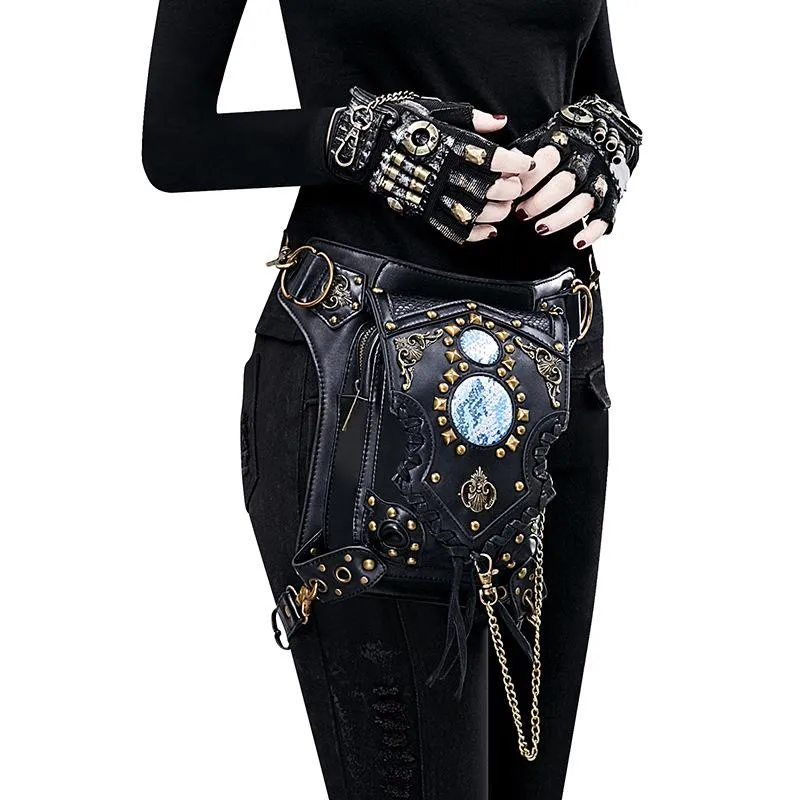 Steampunk Gothic Waist Bag: Retro Rock Style Shoulder Pack Chain