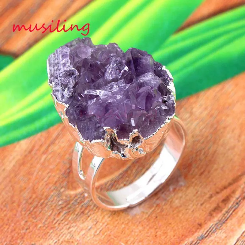 Wedding Rings Musiling Crystal Druzy Natural Stone verstelbare charmes Accessoires Europese mode -sieraden