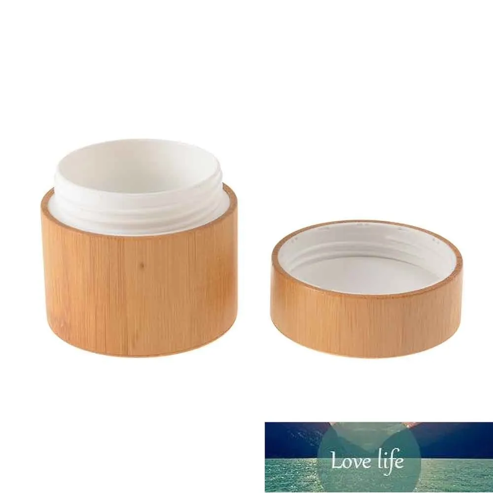 Naturlig bambu återfyllningsbar flaska kosmetik burk box smink cream lagring pott behållare bärbar rund flaska dropshipping fabrik pris expert design kvalitet