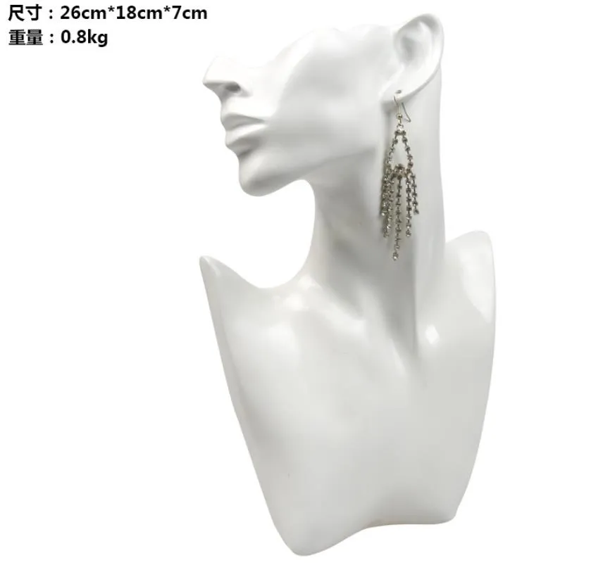 Unique Necklace Earring Display Bust Resin Head Model Jewelry Stand Neck Form For Jewellery Window Shelf Exhibition Counter Top Statue