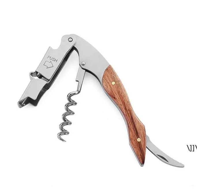 Wood Handle Professional Wine Opener Multifunction Portable Screw Corkscrew Wine-Bottle Openers Cook Tools Waiters-Corkscrew RRA11015