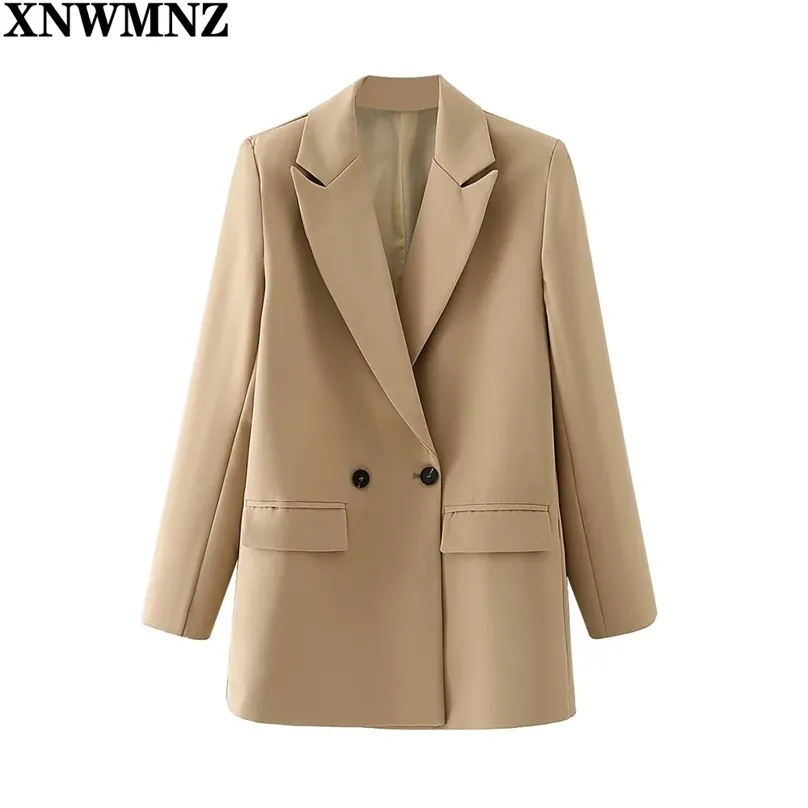 Femmes mode Double boutonnage Blazer Vintage manteau bureau dame col cranté à manches longues femme vêtements d'extérieur élégant hauts 210520