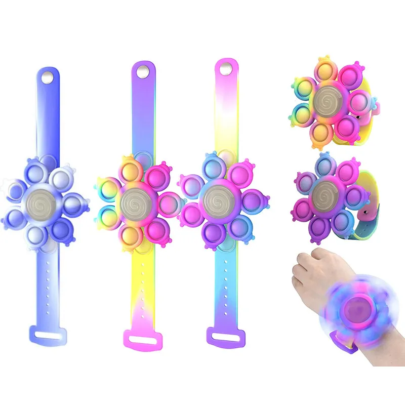 Fidget empurrar pulseiras covinhas bolha pulseira de silicone led spinner luminoso wearable ajustável mão sensorial dedo imprensa anti-ansiedade stres