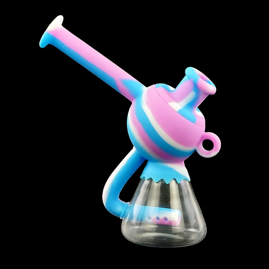 Silicone Fumar Tubos de Água Espaço Cápsula de Cachorro Bubbler Dab Tubulação Tubulação Bongs com tigela de vidro