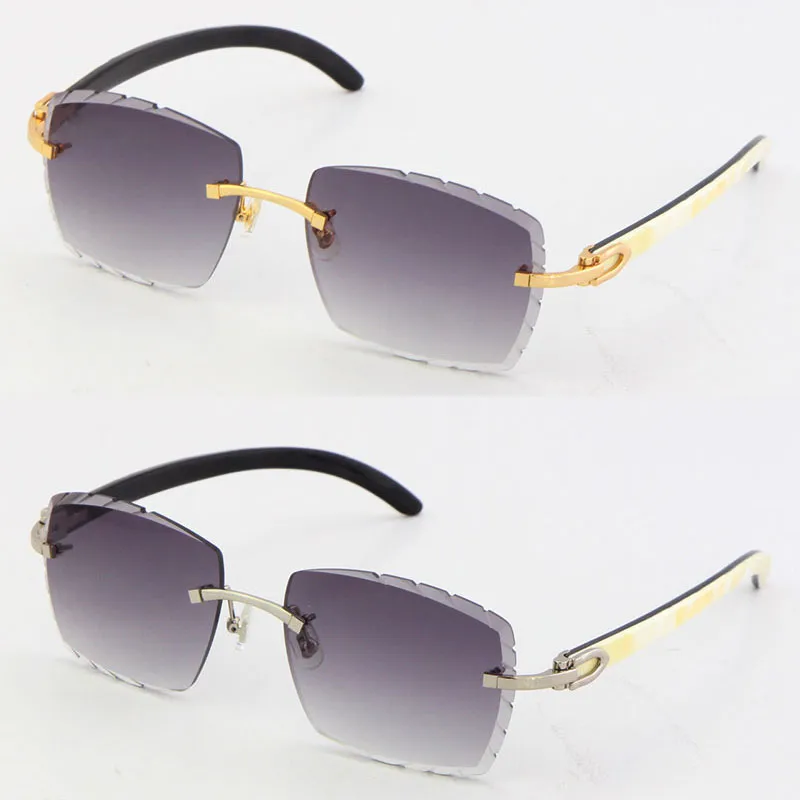 Sprzedawanie mody luksusowe designerskie okulary przeciwsłoneczne oryginalne białe mieszanka czarny bawole rogu diamentowe okulary sensowne męskie i żeńskie złotą metalową ramę Adumbral