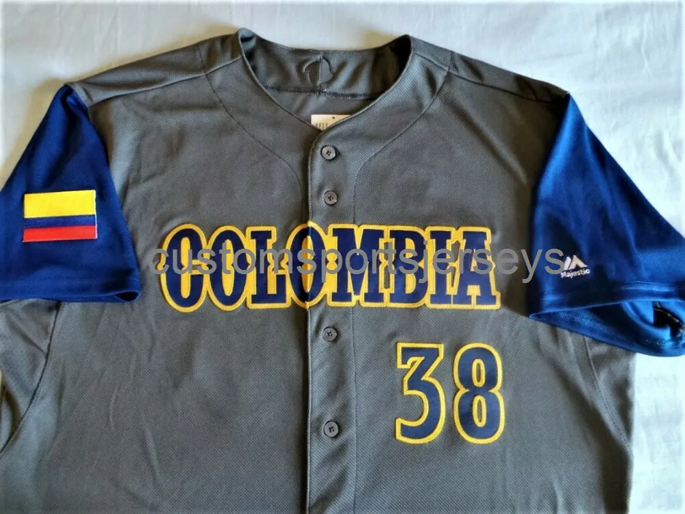 Новая Колумбия Колумбийская бейсбольная майка WBC Хорхе Альфаро XS-5XL 6xl Стичка бейсбольных майков Ретро Ретро