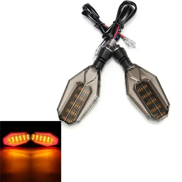 1 par 12v universal motocicleta led virar indicador de sinal luzes luzes de freio taillights