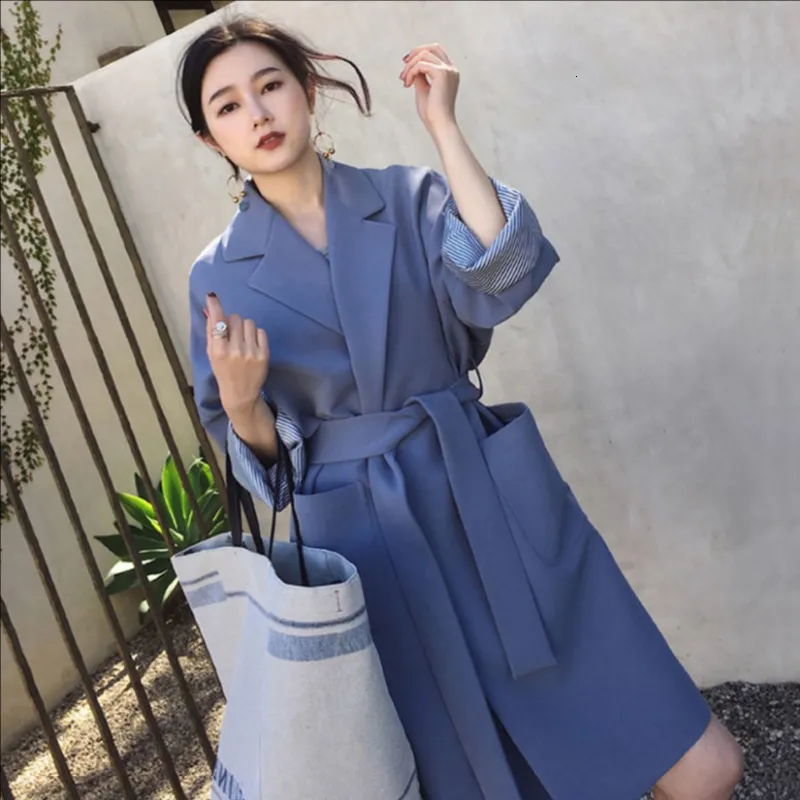 安い直売 スタイリッシュな女性春秋カジュアルトレンチコートニューデザイナーオフィスの女性ルースストリートウェア包帯ウインドブレーカースーツ 値札 Vtech Computer Com