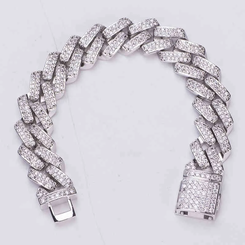 14mm hip hop aaa cz zircon sten asfalterad bling iced out fyrkantig curb kubansk miami länk kedja armband armband för män rapper smycken