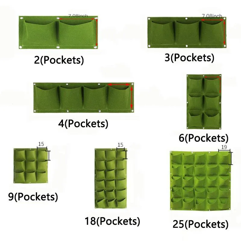 Planters & Pots Green Color Wall Hanging Grow Bags For Flower Growing Decoration Home Graden Plants Planting Growth