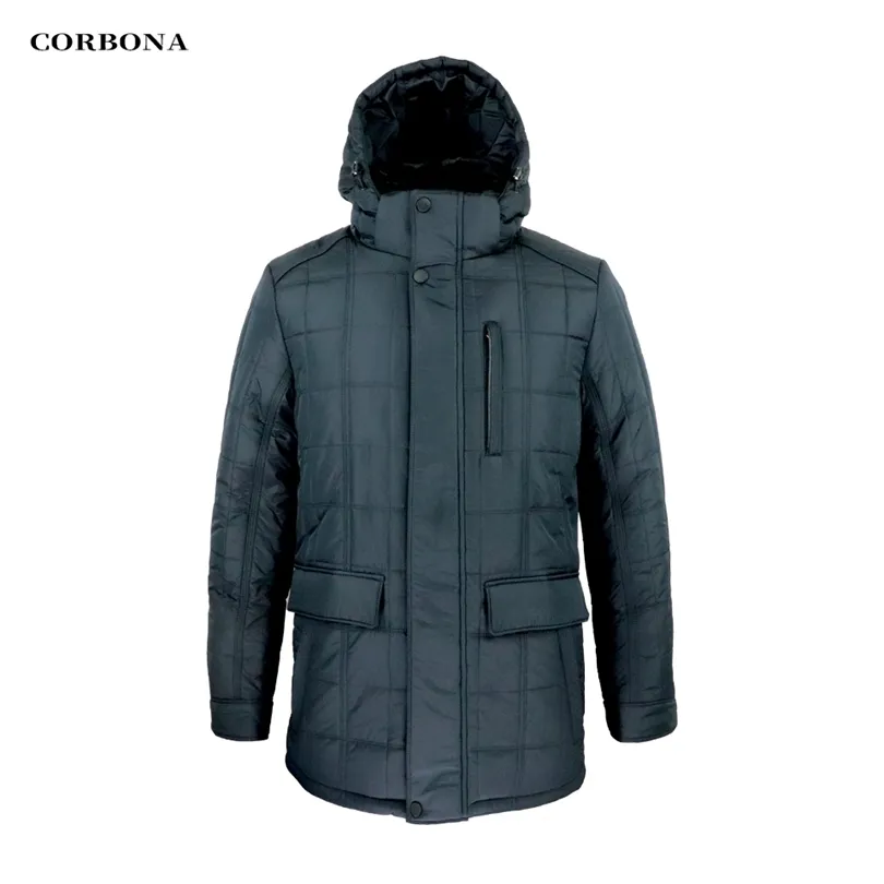 Corbona Collar Fur Casaco Men's Oversized Temperatura Visualização Heavy Vintage Negócio Casual Estilo Coreano Parka 211214