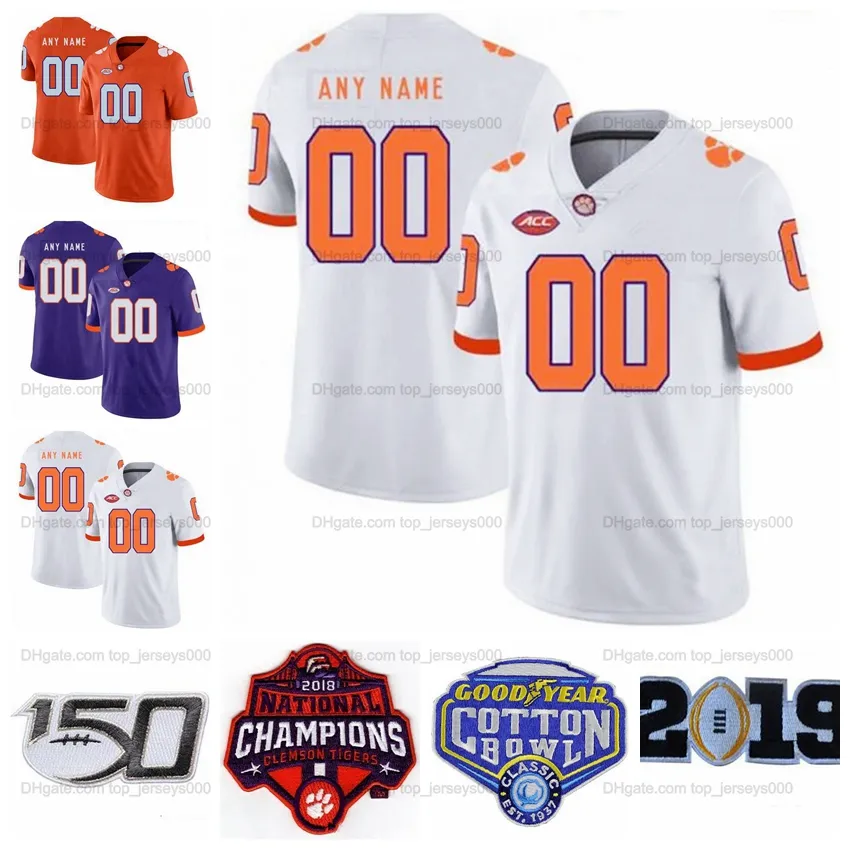 Custom 2021 College Football Jersey Travis Etienne Jr. Trevor Lawrence Justyn Ross Tee Higgins Sammy Watkins Tanner Muse Stitched Orange White Purple Top Quality