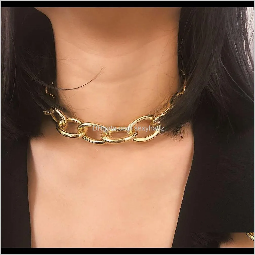 jewelry simple personality metal chain female exaggerated frosted punk short necklace