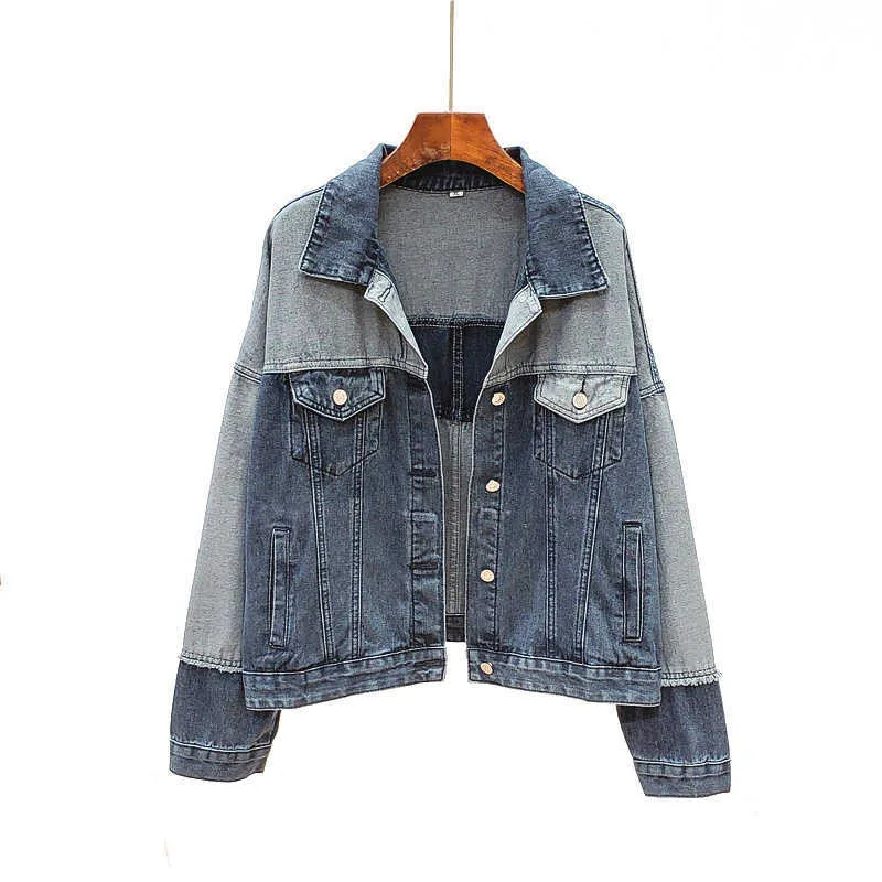 PERHAPS U Women Denim Jacket Patchwork Pocket Rock And Roll Punk Moto Biker C0162 210529