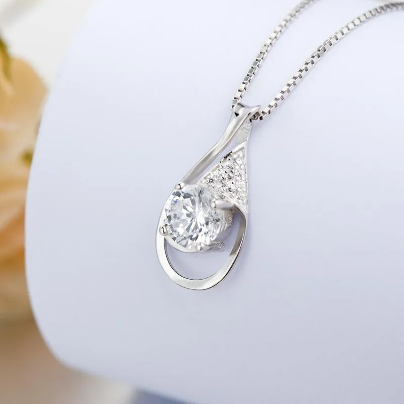 Pendant Necklaces UFOORO 2021 Sterling Silver S925 Water Drop Angel Tear Inlaid Zircon Necklace For Woman Wedding Gift