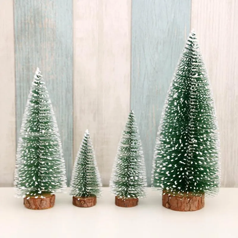 Christmas Decorations DIY Trees Mini Desktop Artificial Crafts Snow Gifts Cedar Ornaments Santa Landscape Kids Decoration Home Pine