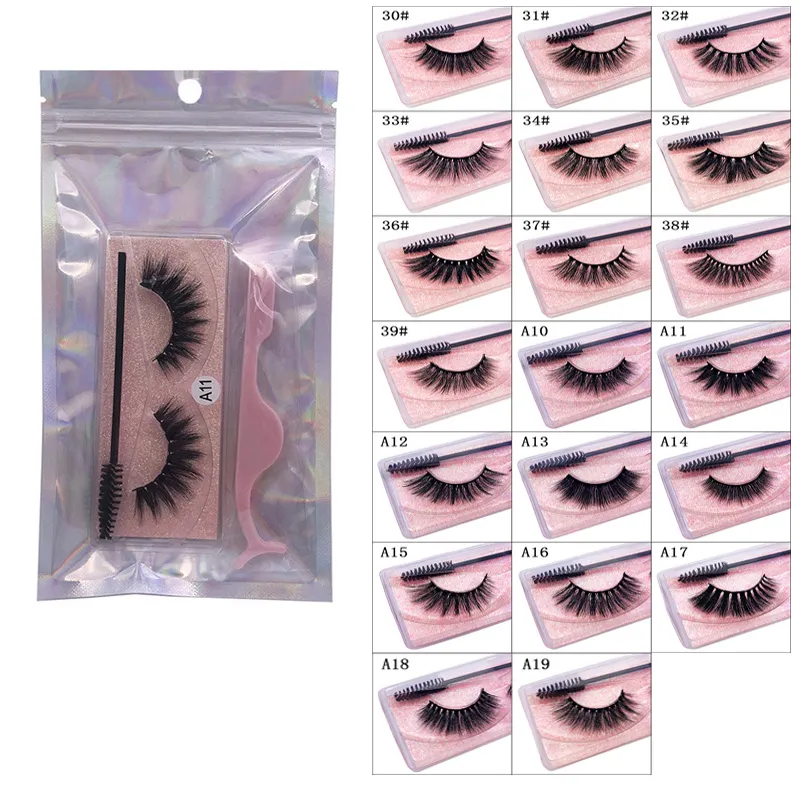 20 Styles Makeup Tool Natural False Eyelashes Soft Light Fake 3D Eyelash Extension Mink Lashes With Eyelash Pickezer Brush