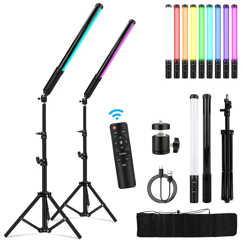 Handheld-Lichtstab, RGB-Fülllicht mit 160 cm Stativ, Blitz-LED-Lampe, bunte Fotografie-Beleuchtung, ferngesteuertes Blitzgerät