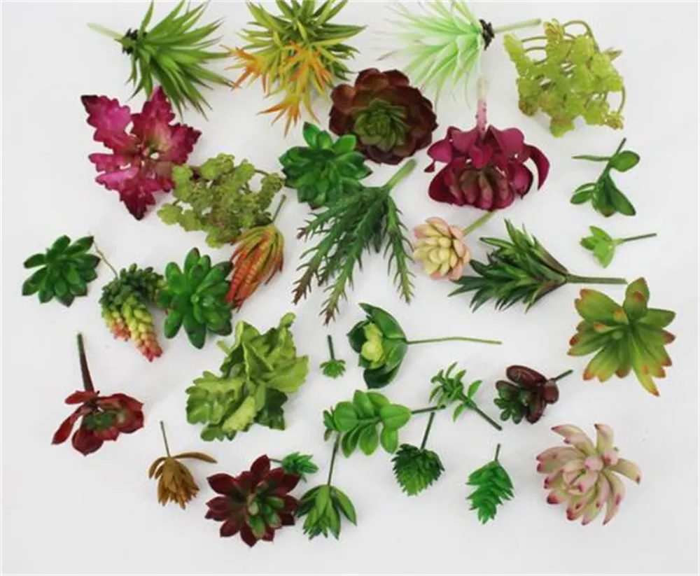 Оптом садовые украшения симуляция суккуленты искусственные цветы украшения мини зеленые растения украшения