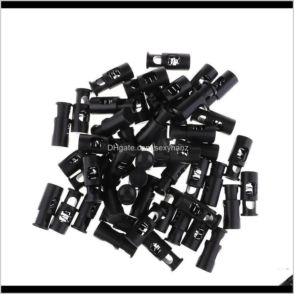 50pcs plastic single hole cord locks spring toggle stopper for shoelaces bag