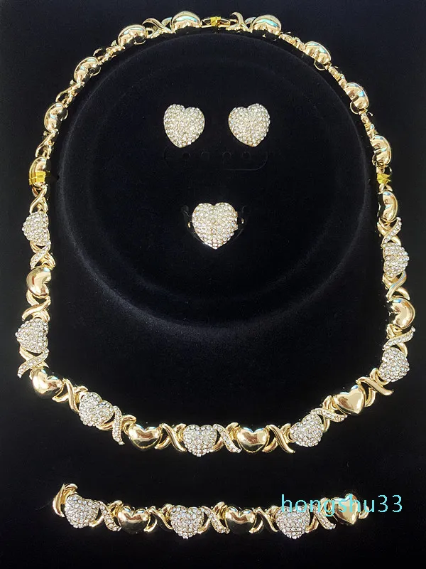 مجموعة مجوهرات للنساء القلائد أقراط 14 كيلو الذهب مجموعات مجوهرات للنساء أقراط مجوهرات الزفاف للنساء