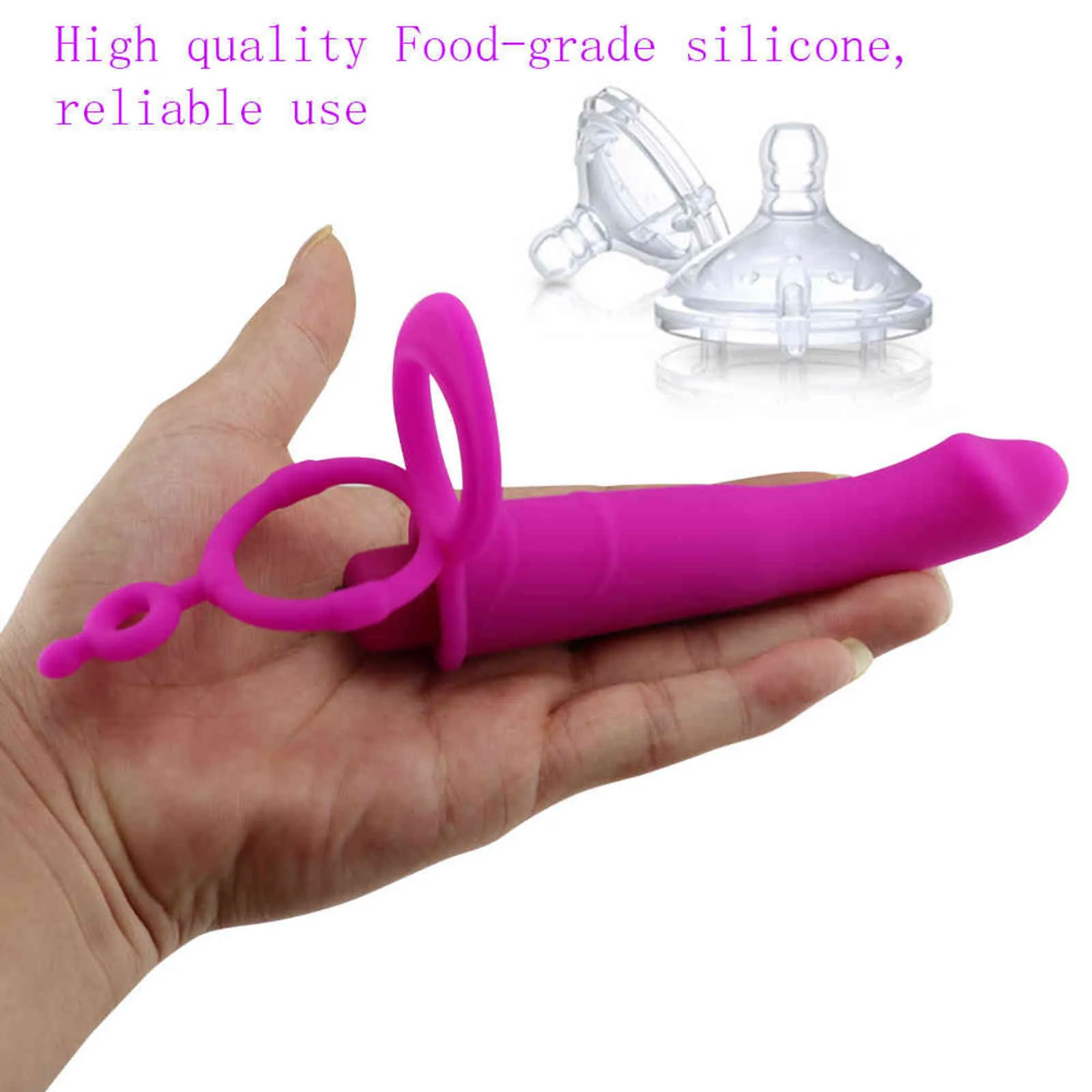 NXY Cockrings Double Penetration Vibrator Penis Strapon Dildo Rem på Anal Plug for Man Vuxen Sexleksaker Par Nybörjare 1123