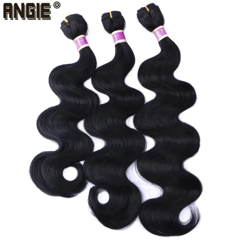 Human Ponytails Body Wave Hair Bundles Curly Weave Synthetic Weft 16 18 20 Inches 3 Black Product