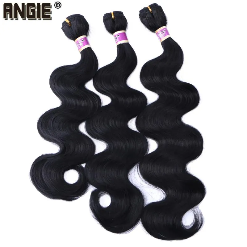 Menselijke Paardenstaarten Body Wave Haarbundels Krullend Weave Synthetische inslag 16 18 20 inch 3 Zwart Product