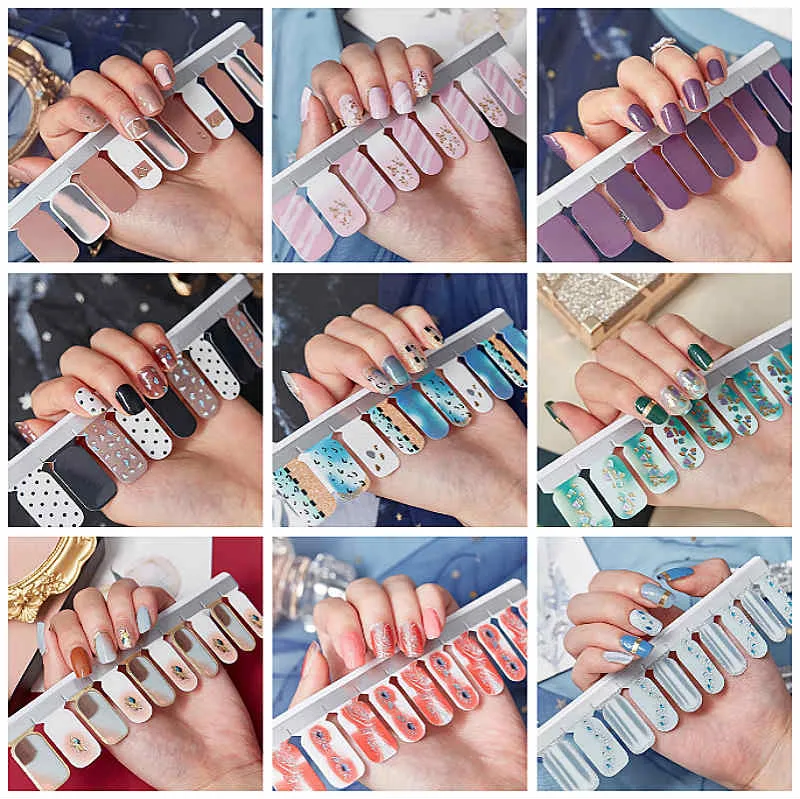 20 Porady Glitter Naklejki Nail Arkusz Pełne Okładki Złoto Stemplowanie Samoprzylepne Nails Naklejki Art Manicure Narzędzia