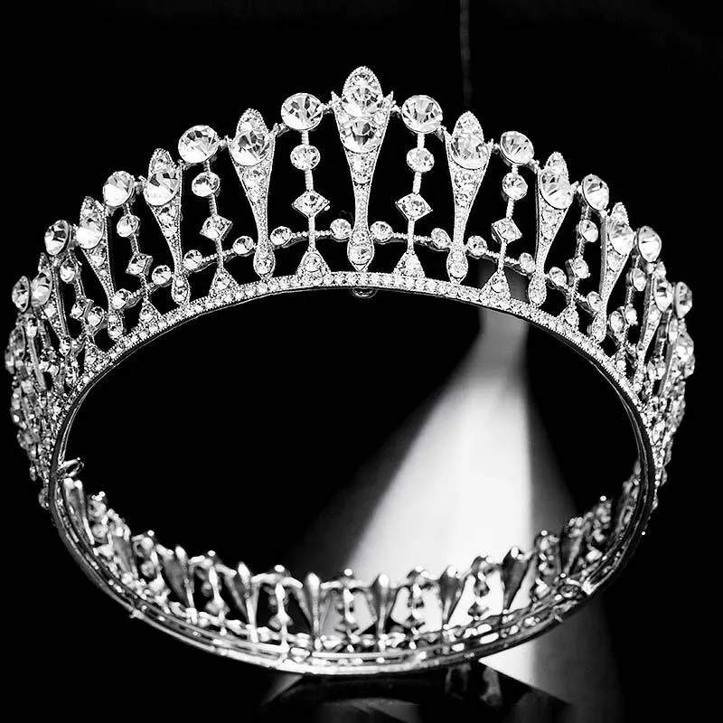 Зажимы для волос Barnettes Rhinestone Pageant Crown Полный круглый серебристый цвет кристалл Tiaras Queen повязки для женщин свадебные свадебные аксессуары