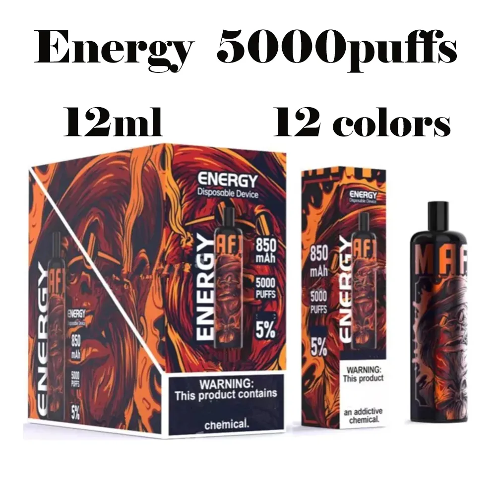 2021 Energy 5000 Puffs Disposable E Cigarette 12ml Pod 850mAh Recharged Battery 12 Colors