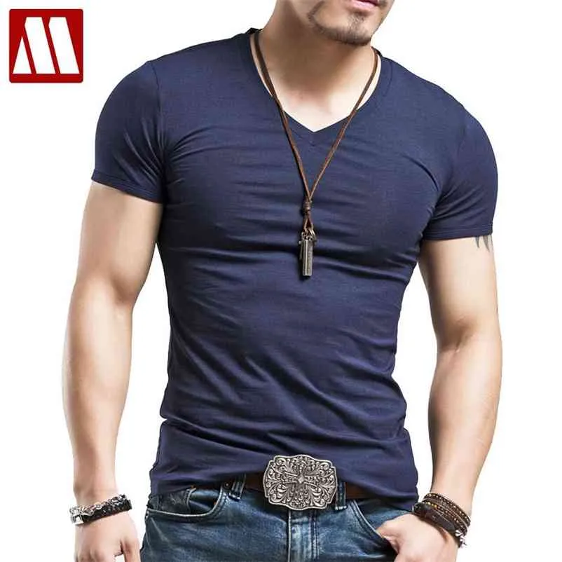 Tops Hommes T-shirt T-shirt Hommes Trends Mode Tendances Fitness Tshirt Été V tanné Col Coton LT39 Taille 5xL 210726