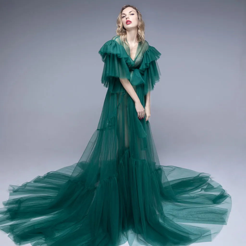 Emerald Green See Through Ruffled Tulle Lace Forest... From Newdeve, $82.5  | DHgate.Com